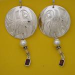 View the image: Sterling silver 1" 1/4 pearl and garnet 