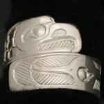 View the image: Eagle & humming bird, Size 11 wrap Sterling silver $180