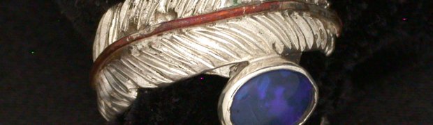 Rings 2012:
Silver feather wrap copper vein, Opal size 6.5